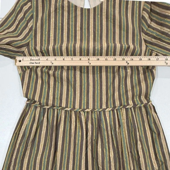 THE Korner Multi Color Striped Metallic Tiered Maxi Dress 38 US 6/8 Med W497 - Picture 9 of 11